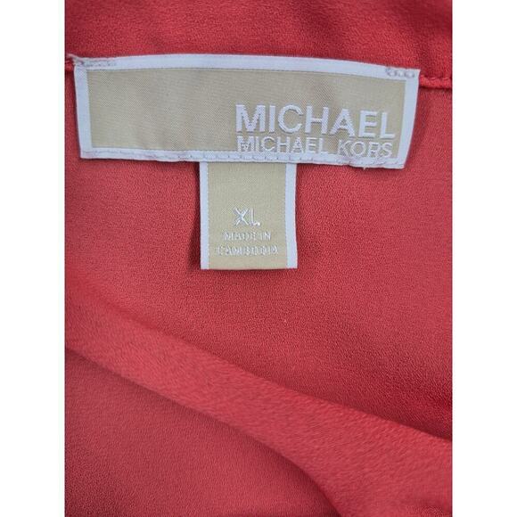 Michael Michael Kors Salmon Blouse Front Pockets Gold Zipper Poly/Crepe Sz XL - Picture 5 of 5